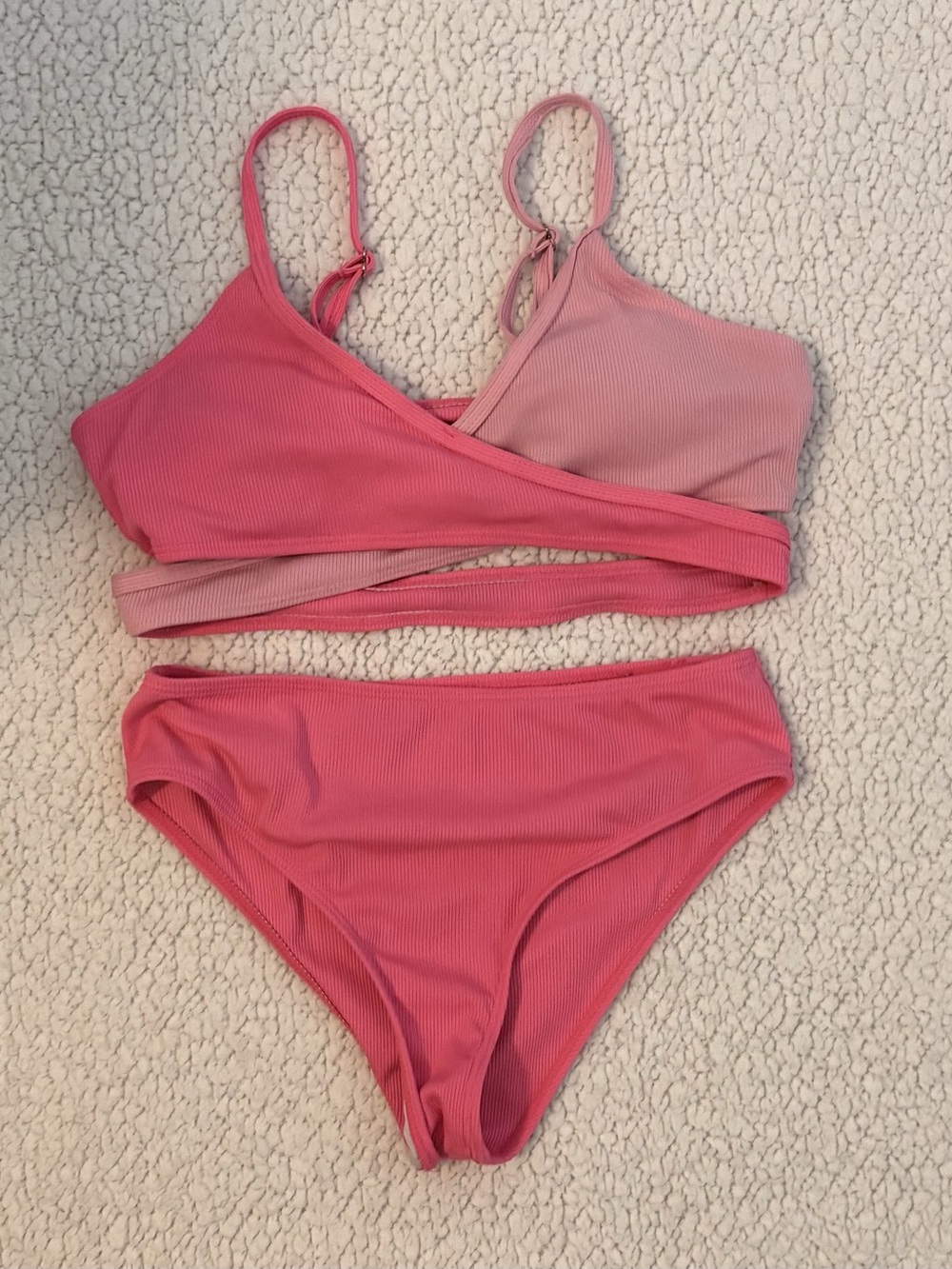 Ribbed Pink Bikini Set Like New